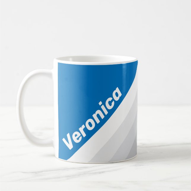 Cloudy Blue Sky Stripes with Name Kaffeetasse (Links)
