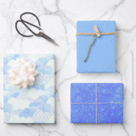 Cloudy Blue Textured Skies Geschenkpapier Set