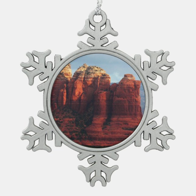 Cloudy Coffee Pot Rock in Sedona Arizona Schneeflocken Zinn-Ornament (Vorderseite)