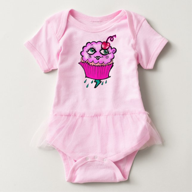 Cloudy Cupcake Baby Tutu Romper T-shirt (Vorderseite)