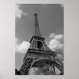 Cloudy Eiffel in Schwarz/Weiß, 2015 Poster
