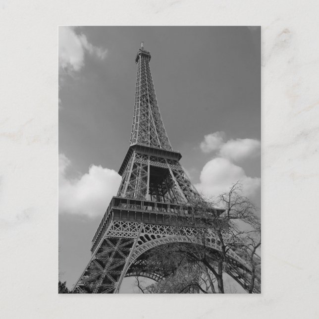 Cloudy Eiffel in Schwarz/Weiß, 2015 Postkarte (Vorderseite)