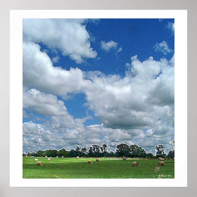Cloudy Hay Field Poster (Vorne)