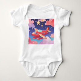 Cloudy Red Airplane AI Art Baby Strampler