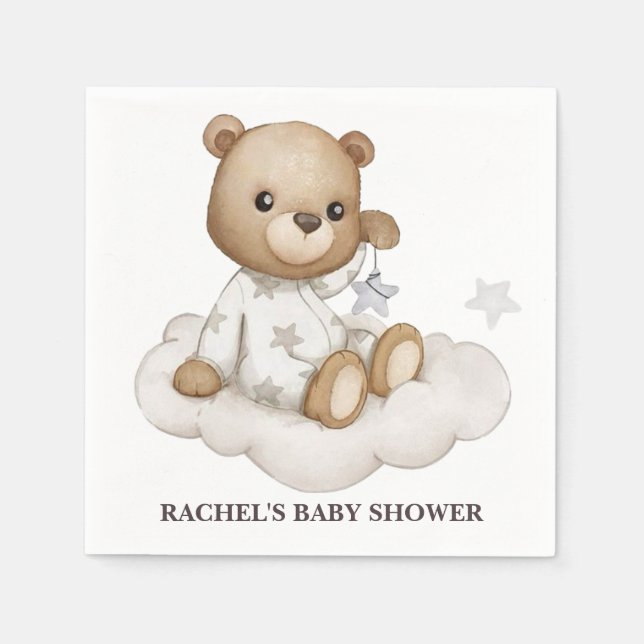 Cloudy Teddy Bear Baby Dusche Napkins Serviette (Vorderseite)