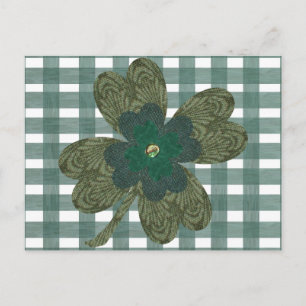 Clover auf Gingham Postcard Postkarte