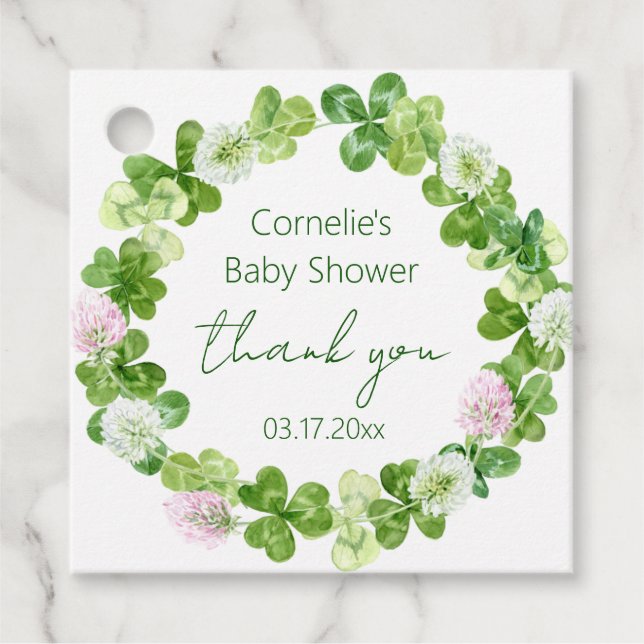 Clover Bloom Greenery Vielen Dank Geschenkanhänger (Vorderseite)