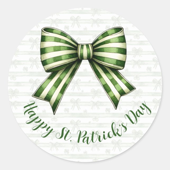 Clover & Bow St. Patrick’s Day Party Design Runder Aufkleber (Vorderseite)