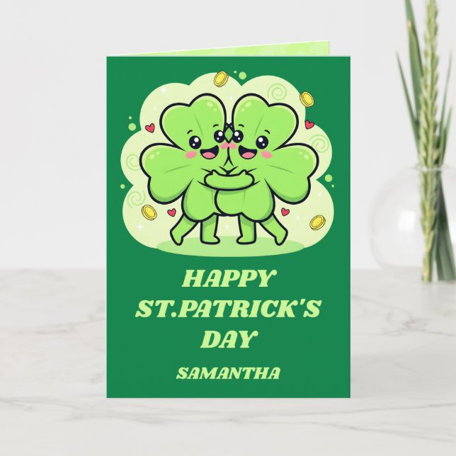 Clover Cuddles St. Patrick’s Day Card Karte (Vorderseite)