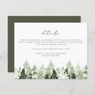 CLOVER Earthy Green Pine Tree Wedding Details Card Einladung