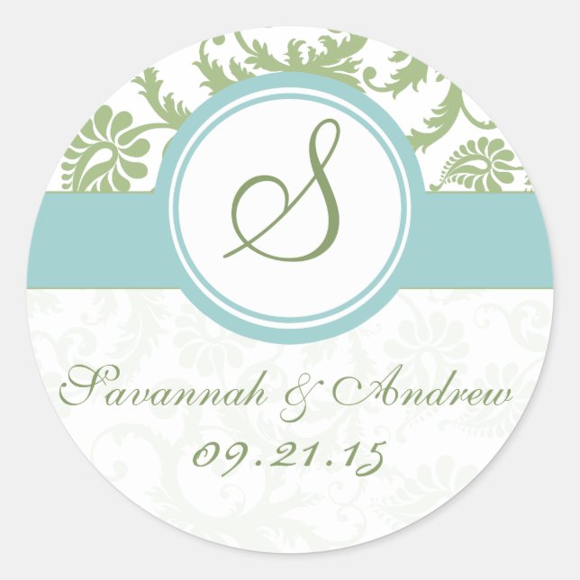 Clover Green und Aqua Wedding Sticker (Vorderseite)