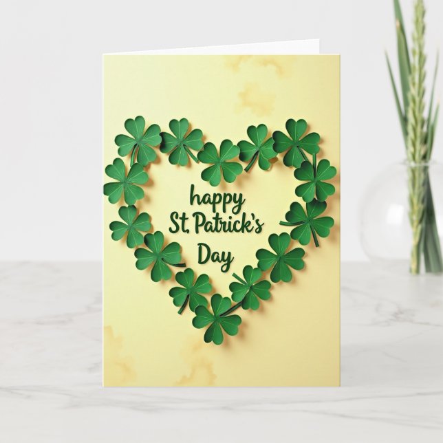 Clover-Heart-Muster-St.-Patricks-Karte Karte (Vorderseite)