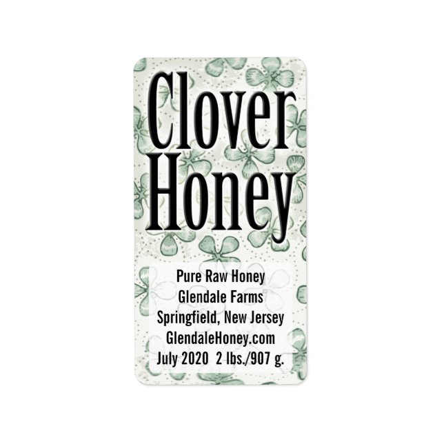 Clover Honey Jar Personalisiertes Produkt Adressaufkleber (Vorne)
