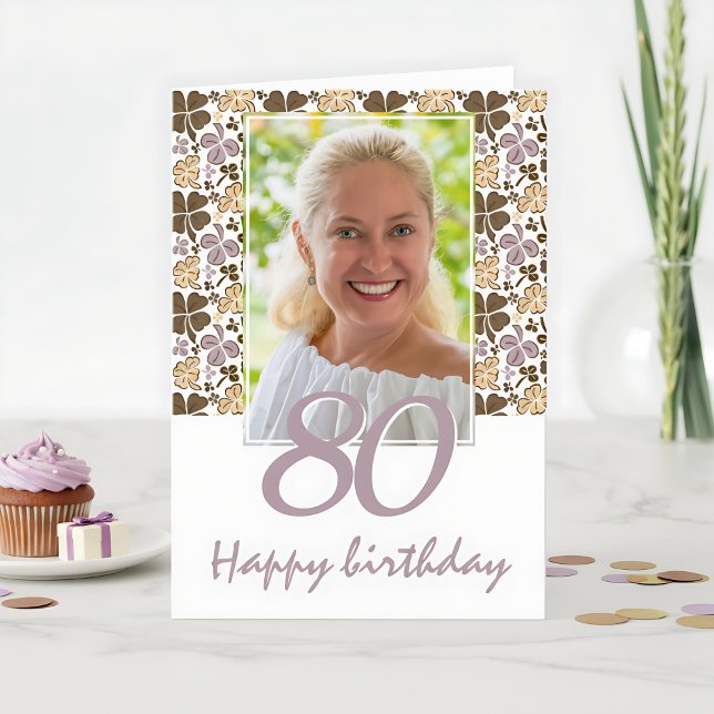 Clover Kleeblatt Muster 80. Geburtstag Foto Karte (Von Creator hochgeladen)