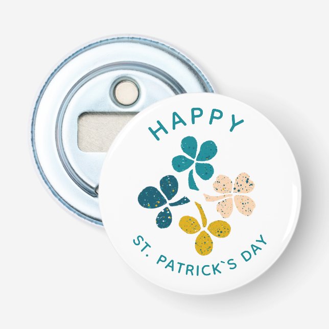 Clover Kleeblatt Zeichnend Happy St. Patrick`s Day Flaschenöffner (Vorderseite)