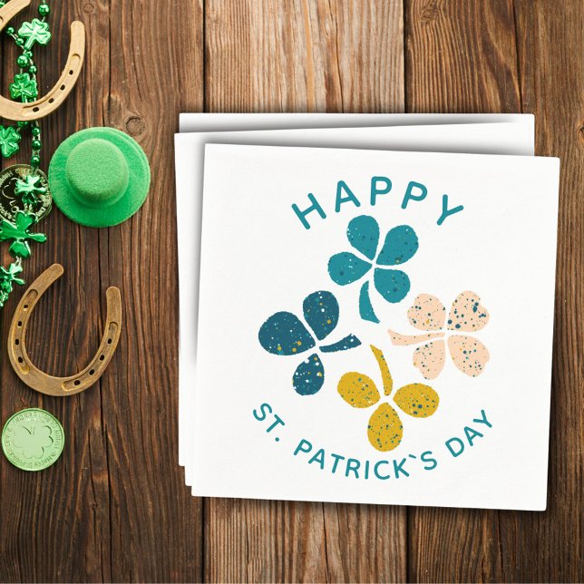 Clover Kleeblatt Zeichnend Happy St. Patrick`s Day Serviette (Von Creator hochgeladen)