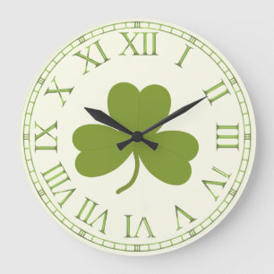 Clover Leaf, Kleeblatt st patrick's day Große Wanduhr