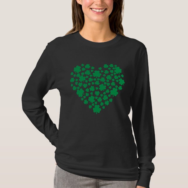 Clover Leaf Shamrock Heart St Patrick's Day For Wo T-Shirt (Vorderseite)