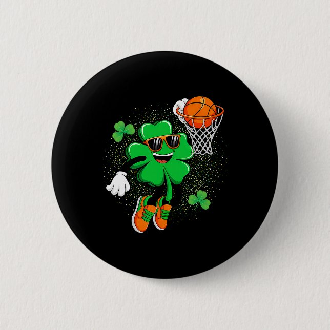Clover Leprechaun Sketll Dunk St Patricks Day Men Button (Vorderseite)