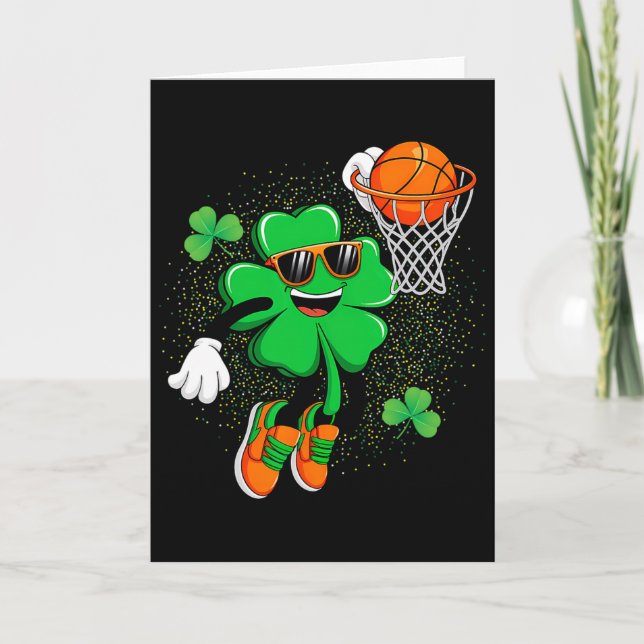 Clover Leprechaun Sketll Dunk St Patricks Day Men Karte (Vorderseite)
