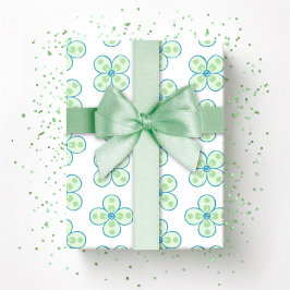 Clover Moroccan Quatrefoil in Green and Aqua Geschenkpapier