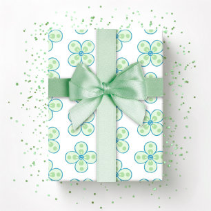 Clover Moroccan Quatrefoil in Grün und Aquablau Geschenkpapier