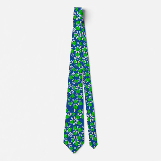 Clover Muster 01w blauer BG Krawatte (Vorderseite)