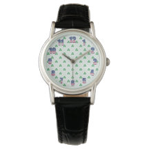 Clover-Muster-Schwarze-Lederuhr-mit-klassischem-De