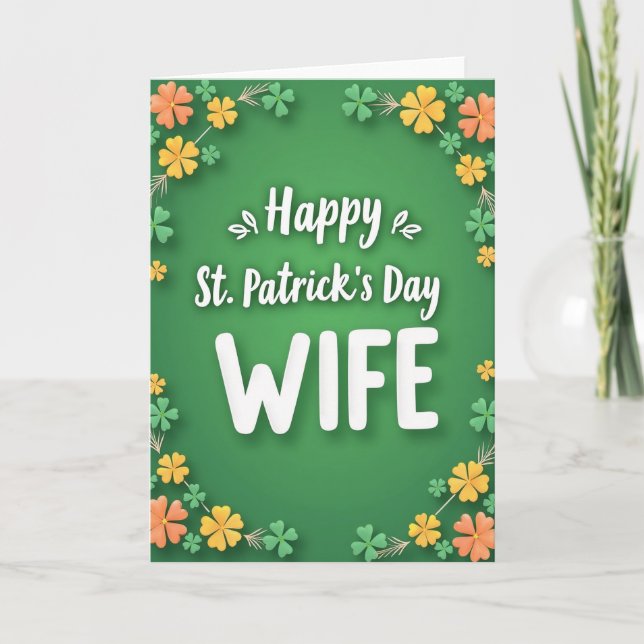 Clover Pattern Wife St Patricks Card Karte (Vorderseite)