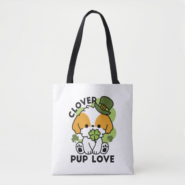 Clover Pup Liebe - St. Patrick's Day Dog Design (Vorderseite)
