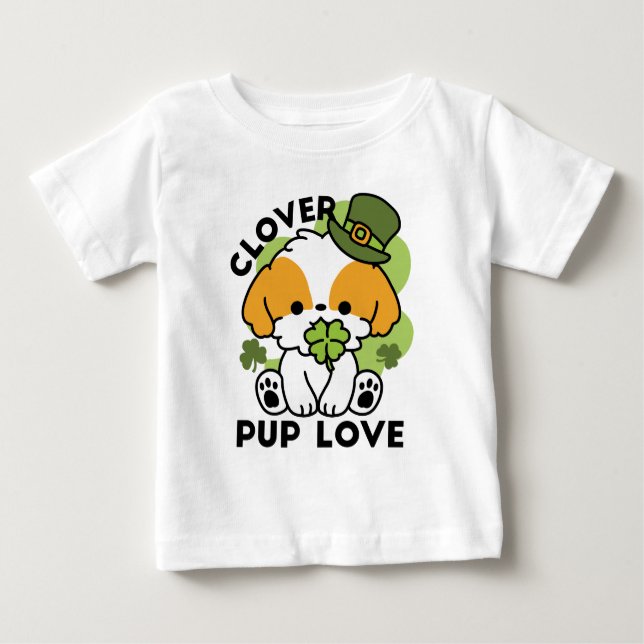 Clover Pup Liebe - St. Patrick's Day Dog Design Baby T-shirt (Vorderseite)