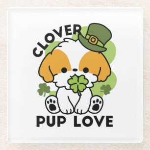 Clover Pup Liebe - St. Patrick's Day Dog Design Glasuntersetzer