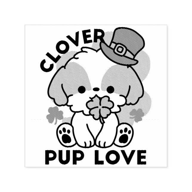 Clover Pup Liebe - St. Patrick's Day Dog Design Permastempel (Design)