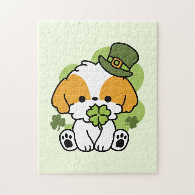 Clover Pup Liebe - St. Patrick's Day Dog Design Puzzle (Vertikal)