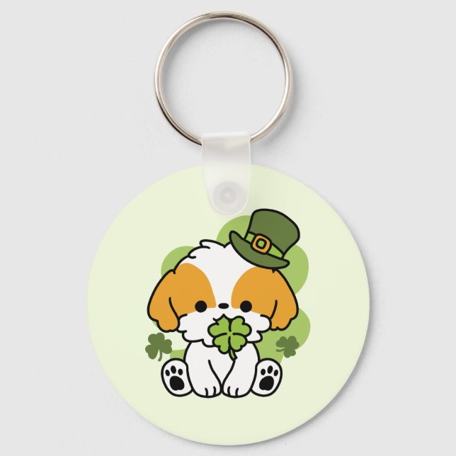 Clover Pup Liebe - St. Patrick's Day Dog Design Schlüsselanhänger (Vorderseite)