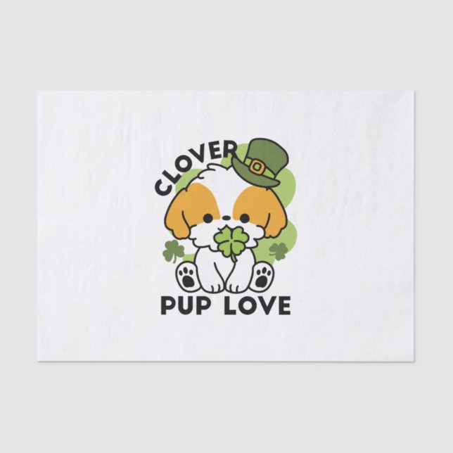 Clover Pup Liebe - St. Patrick's Day Dog Design Seidenpapier (Vorderseite)