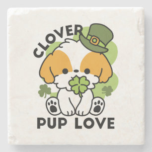 Clover Pup Liebe - St. Patrick's Day Dog Design Steinuntersetzer