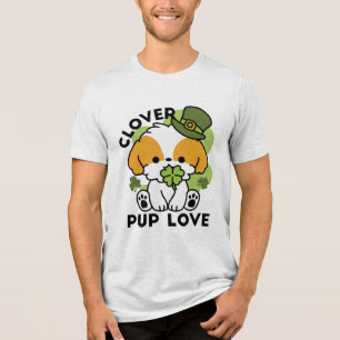 Clover Pup Liebe - St. Patrick's Day Dog Design Tri-Blend Shirt