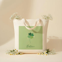 Clover Tote Bag – Green Floral Design