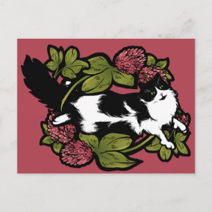 Clover Tuxedo Katzen Postkarte