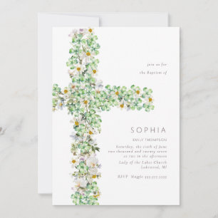 Clover Wildblume überquert Taufe Christening Einladung