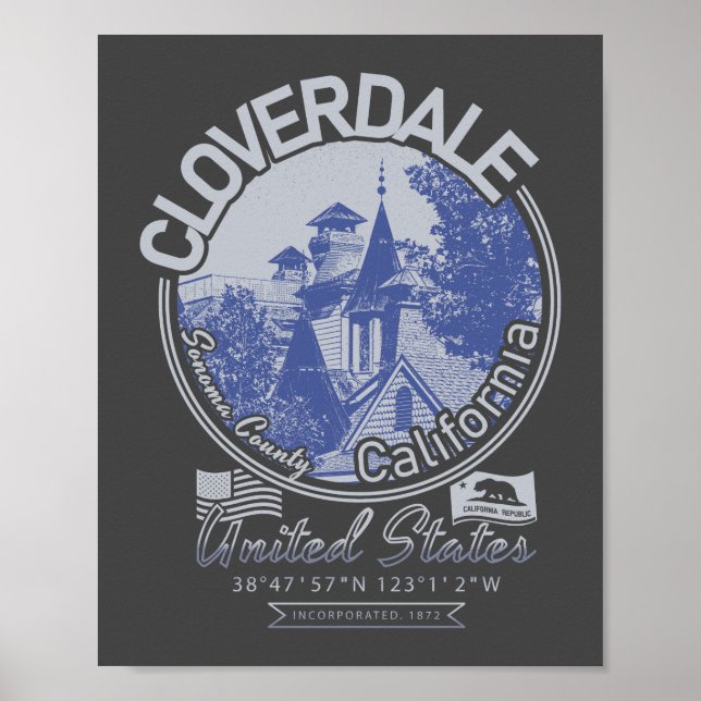CLOVERDALE SONOMA CALIFORNIA - CLOVERDALE CITY POSTER (Vorne)