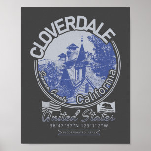 CLOVERDALE SONOMA KALIFORNIEN - STADT CLOVERDALE POSTER