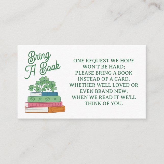 Clovers Book Stack Bring Books For Baby Shower Begleitkarte (Vorderseite)