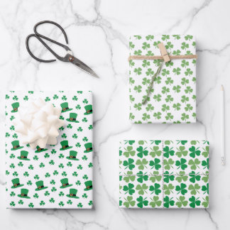 Clovers, Kleeblatt, Hats Irish Vibe Geschenkpapier Set