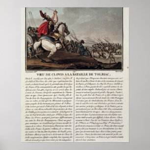 Clovis I (c.466-511) in der Schlacht von Tolbiac,  Poster