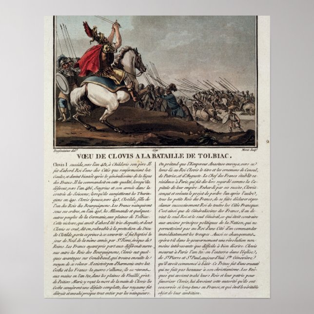 Clovis I (c.466-511) in der Schlacht von Tolbiac,  Poster (Vorne)