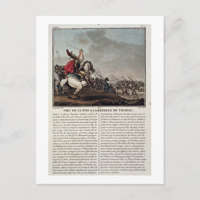 Clovis I (c.466-511) in der Schlacht von Tolbiac,  Postkarte (Vorderseite)