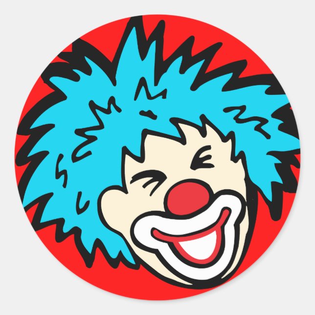 Clowgesicht mit blauem Haarbild Runder Aufkleber (Vorderseite)