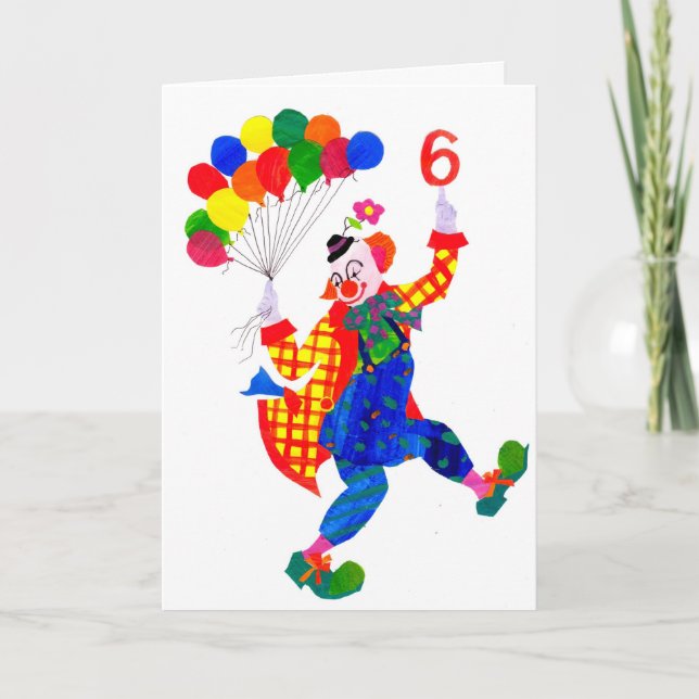 Clown 6-jähriger Geburtstagskarte Karte (Vorderseite)